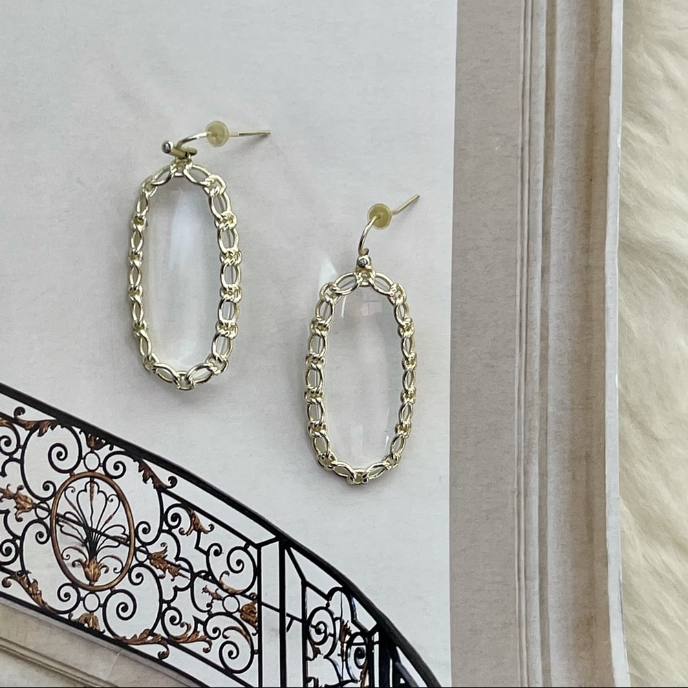 Elle Clear Crystal Macrame Drop Earrings - Picture 2 of 3
